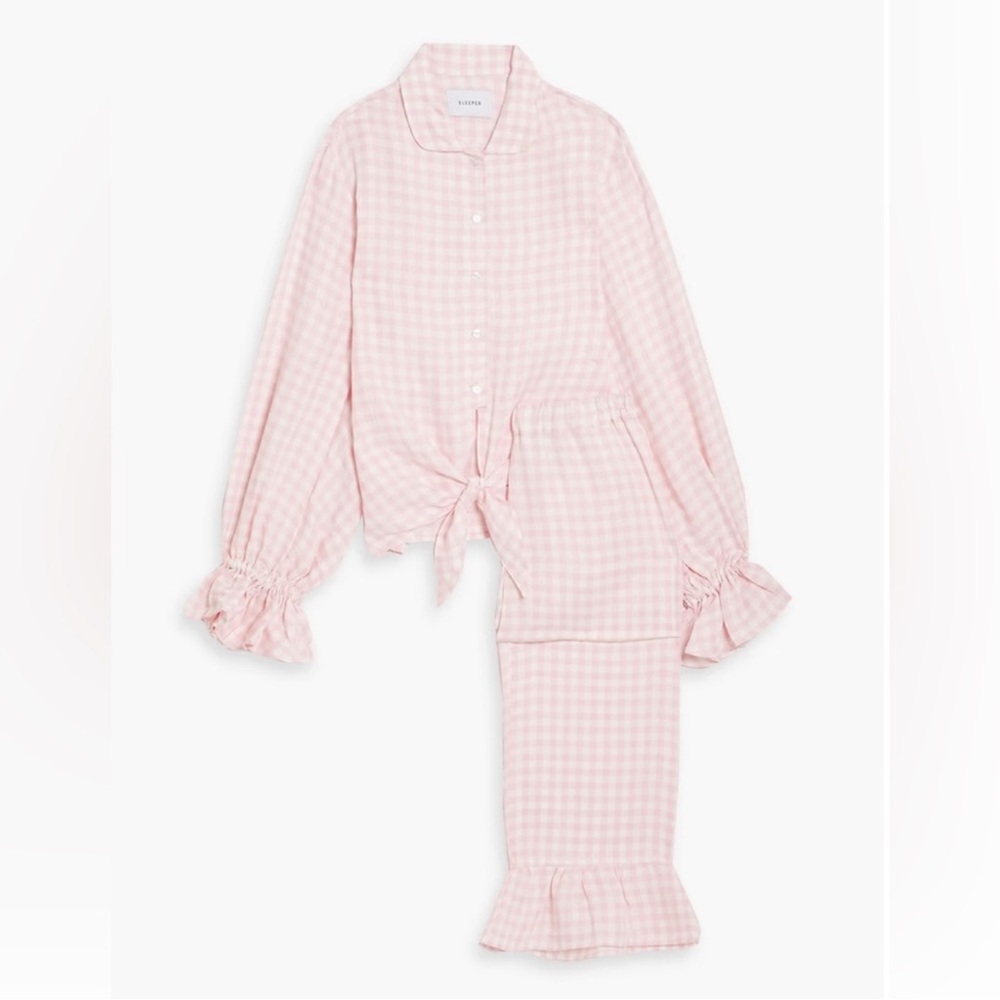 Sleeper pink gingham pants set XS